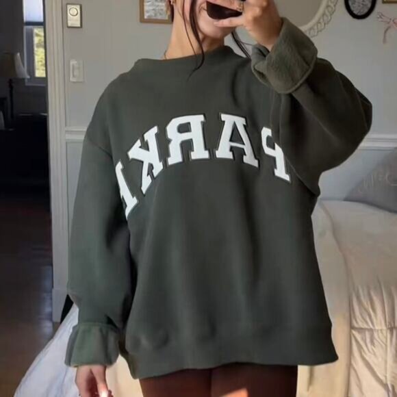 Parke Varsity Logo Mockneck NEW Green White Varsity Pullover Sweatshirt XXL - Picture 1 of 5